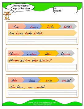 k sesi Grubu Çalışma Sayfaları